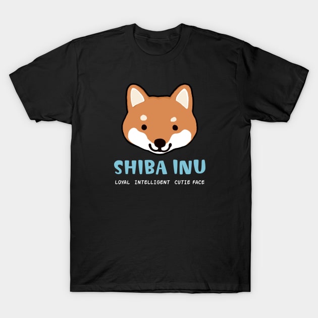 Shiba Inu: Loyal Intelligent Cutie Face T-Shirt by Coffee Squirrel